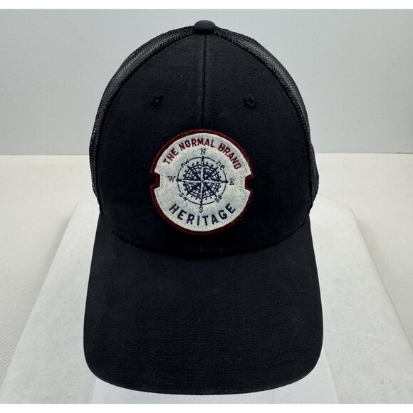 The Normal Brand Heritage Compass Logo Trucker Hat Black Adjustable Mesh Back OS - Picture 10 of 10